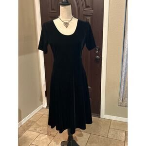 Vintage 90s Black Velvet Scoop Neck Dress
